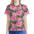 Military Camouflage Flower Pattern Print Women's Polo Shirt