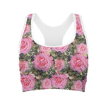 Military Camouflage Flower Pattern Print Women's Sports Bra