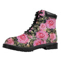 Military Camouflage Flower Pattern Print Padded Collar Lace Up Boots