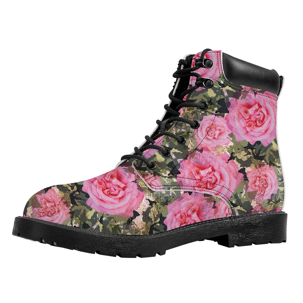 Military Camouflage Flower Pattern Print Work Boots