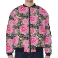 Military Camouflage Flower Pattern Print Zip Sleeve Bomber Jacket