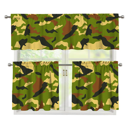 Military Camouflage Print 3 Piece Kitchen Curtains