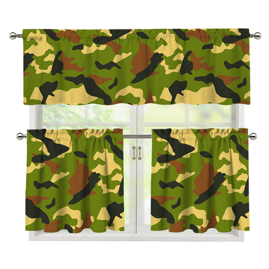 Military Camouflage Print 3 Piece Kitchen Curtains