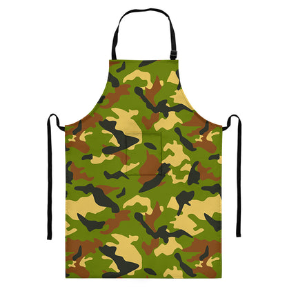 Military Camouflage Print Bib Apron With Pocket