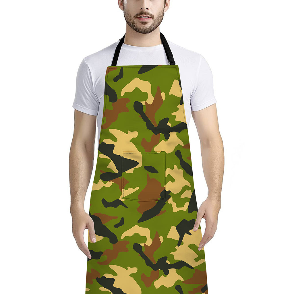Military Camouflage Print Bib Apron With Pocket