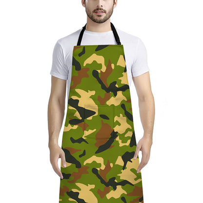 Military Camouflage Print Bib Apron With Pocket