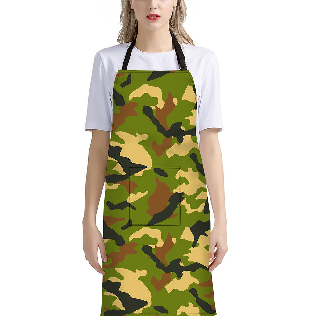 Military Camouflage Print Bib Apron With Pocket