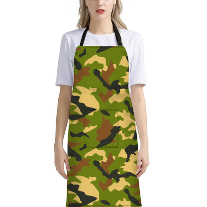 Military Camouflage Print Bib Apron With Pocket