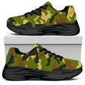 Military Camouflage Print Black Chunky Shoes