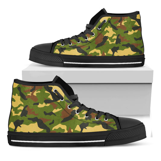 Military Camouflage Print Black High Top Sneakers