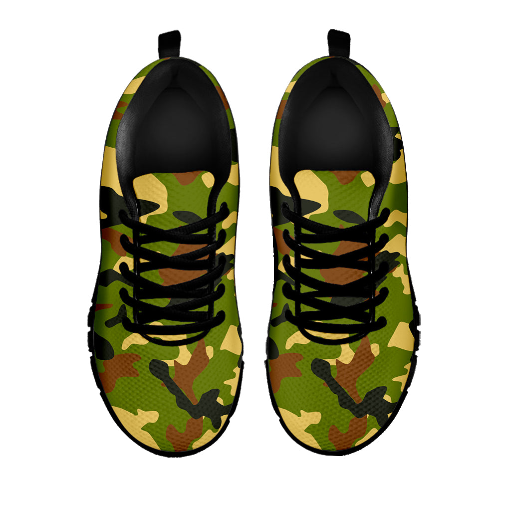 Military Camouflage Print Black Running Shoes