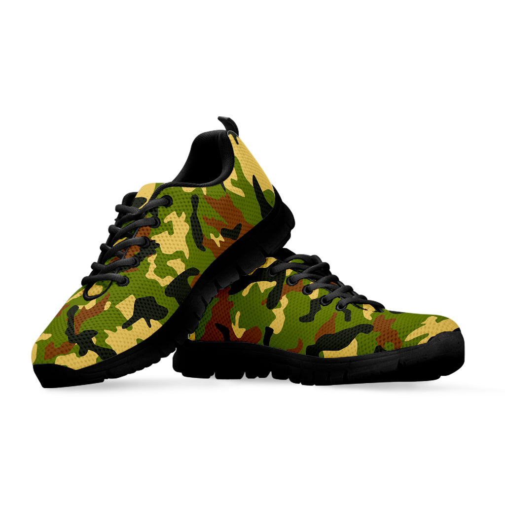 Military Camouflage Print Black Running Shoes
