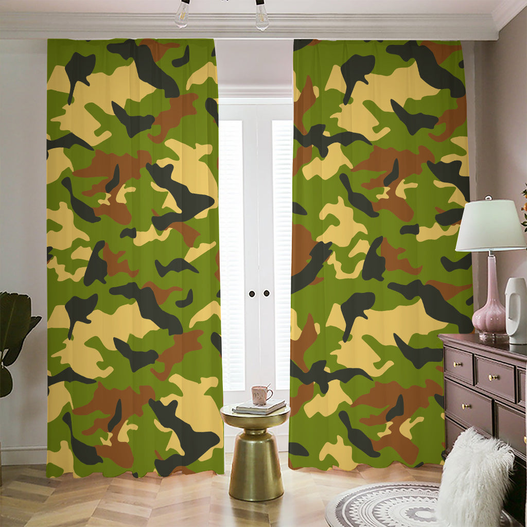 Military Camouflage Print Blackout Pencil Pleat Curtains