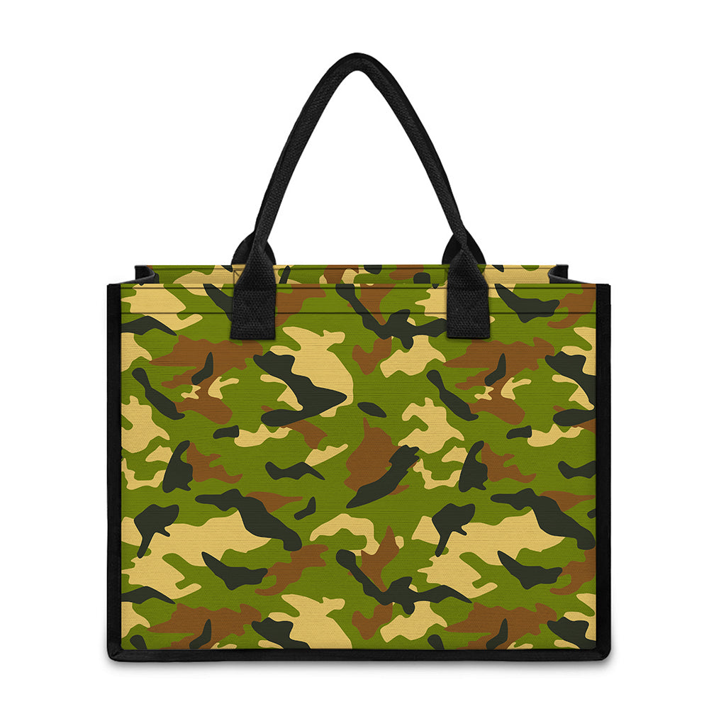 Military Camouflage Print Canvas Tote Bag