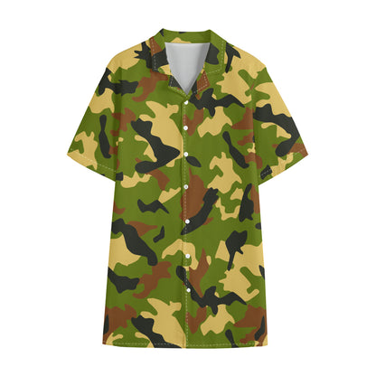 Military Camouflage Print Cotton Hawaiian Shirt