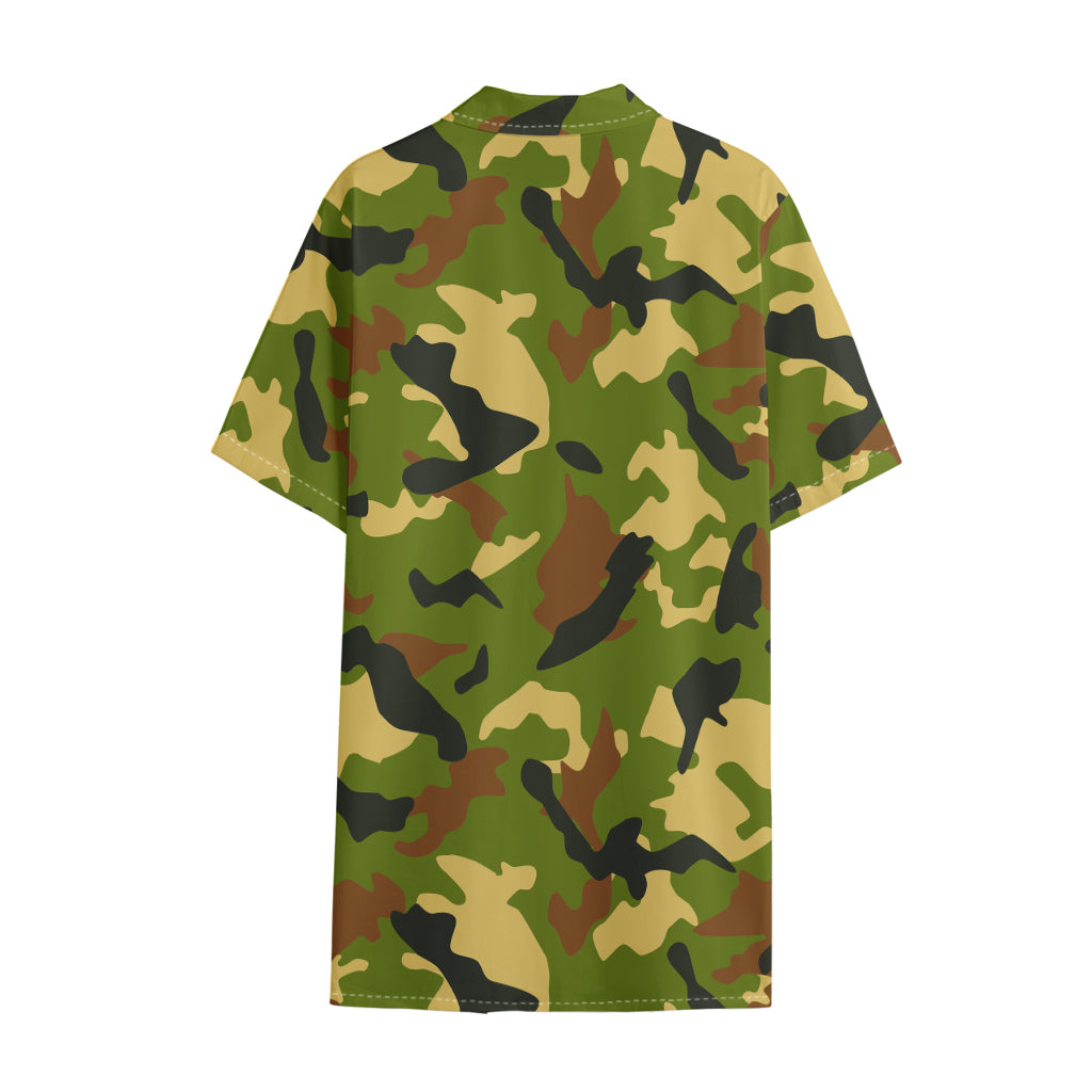 Military Camouflage Print Cotton Hawaiian Shirt