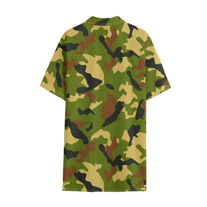Military Camouflage Print Cotton Hawaiian Shirt