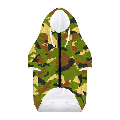 Military Camouflage Print Dog Zip Up Hoodie