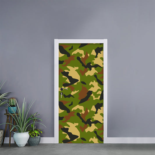 Military Camouflage Print Door Sticker