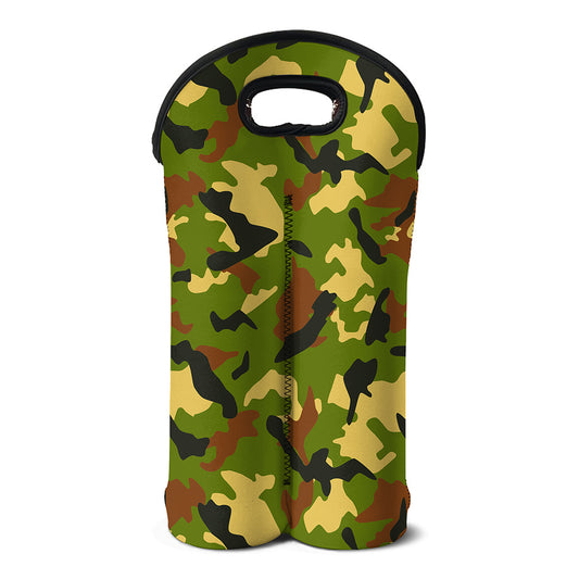 Military Camouflage Print Double Neoprene Wine Tote