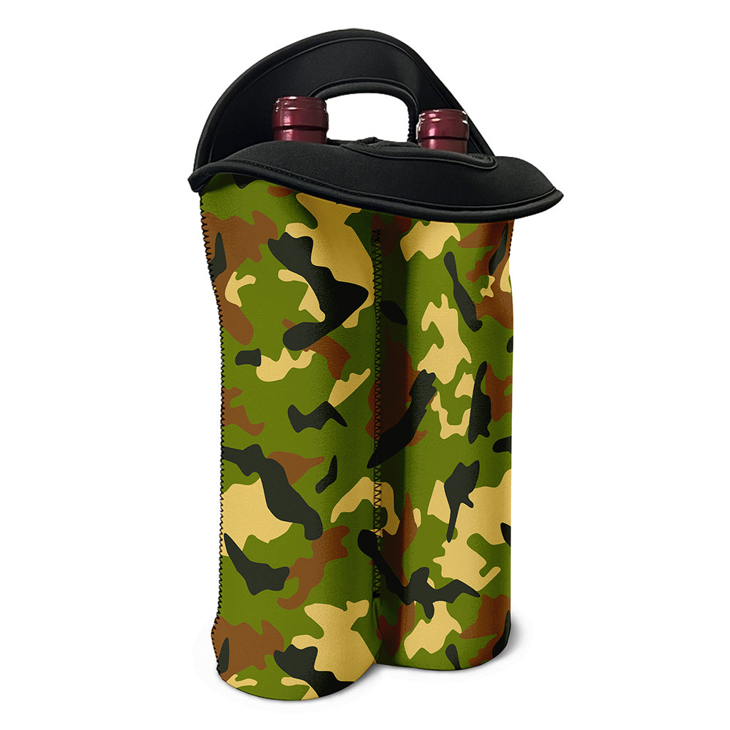 Military Camouflage Print Double Neoprene Wine Tote