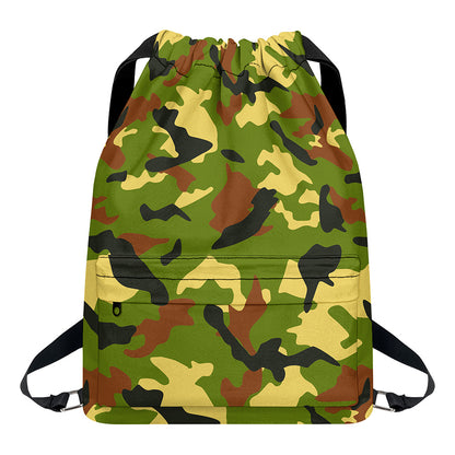 Military Camouflage Print Drawstring Backpack
