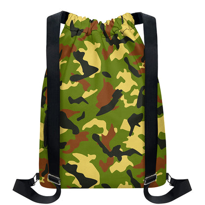 Military Camouflage Print Drawstring Backpack