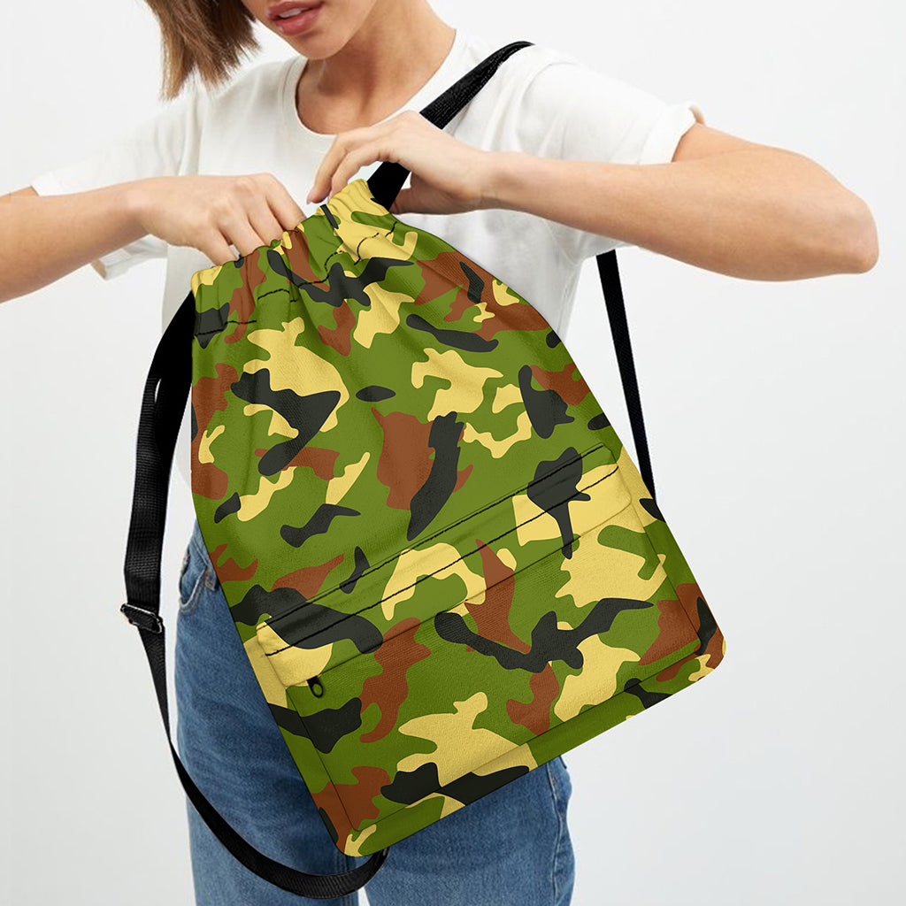 Military Camouflage Print Drawstring Backpack