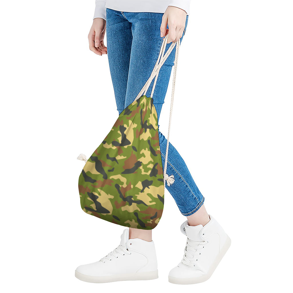 Military Camouflage Print Drawstring Bag