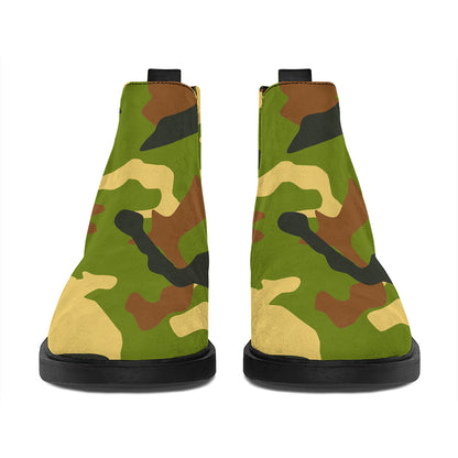Military Camouflage Print Flat Ankle Boots