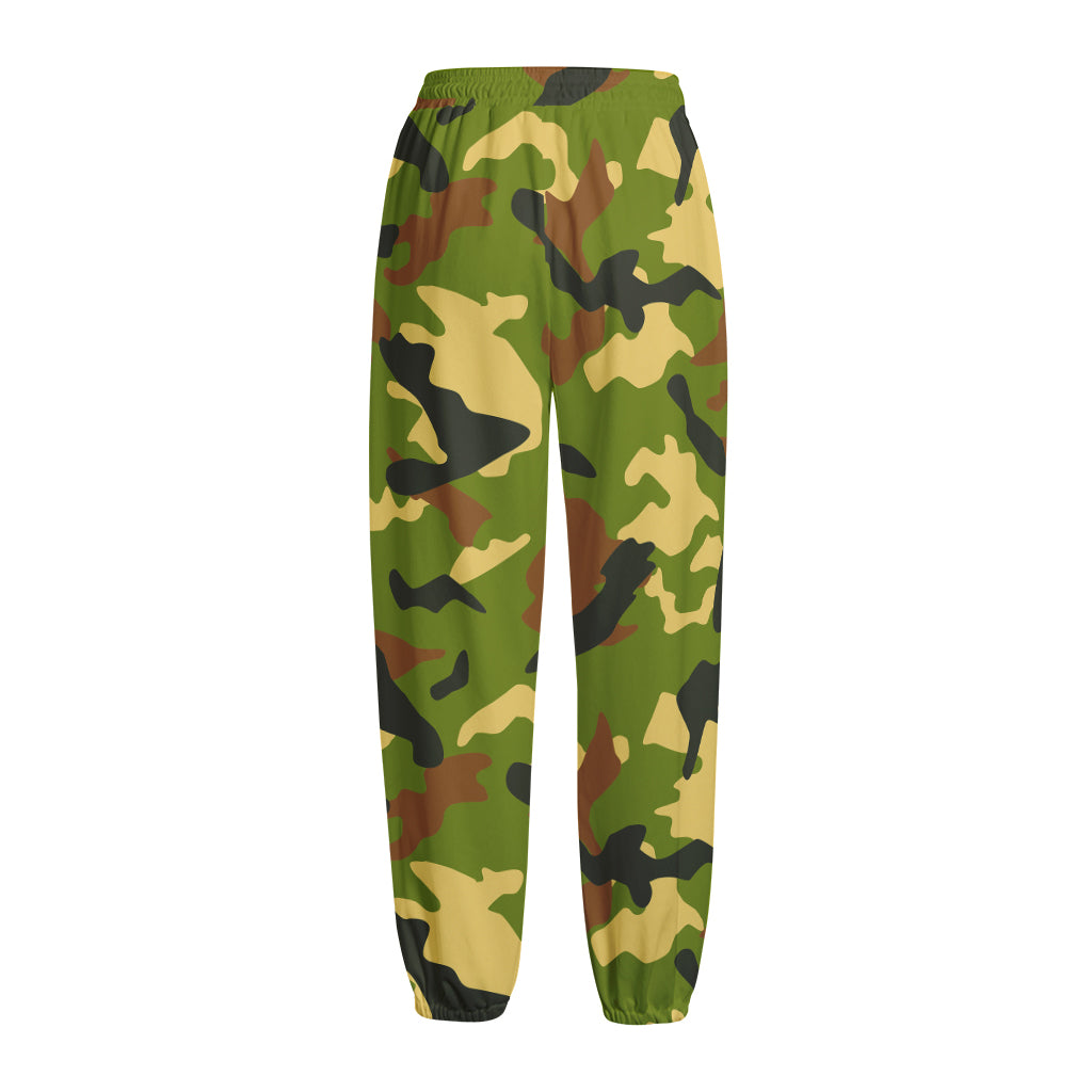 Military Camouflage Print Fleece Lined Knit Pants