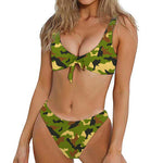 Military Camouflage Print Front Bow Tie Bikini