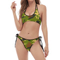 Military Camouflage Print Halter Scoop Tie Side Bikini