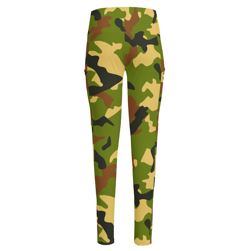 Military Camouflage Print High-Waisted Pocket Leggings