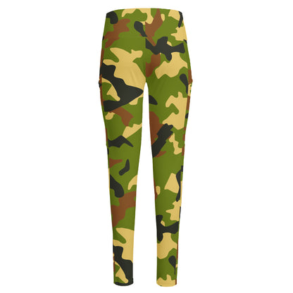 Military Camouflage Print High-Waisted Pocket Leggings