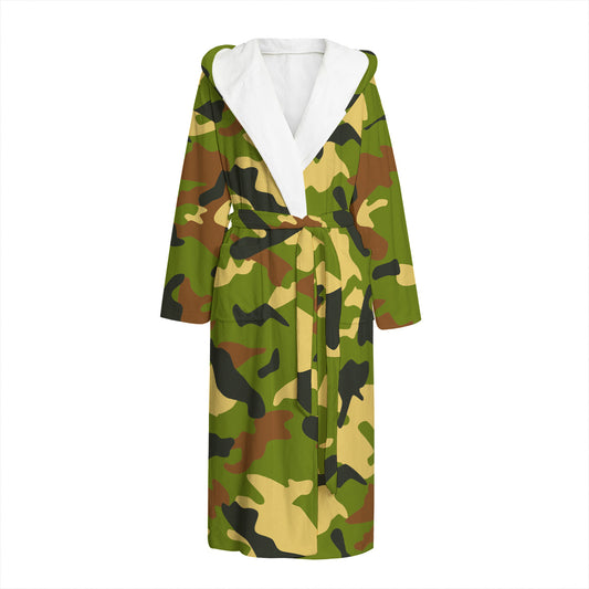 Military Camouflage Print Hooded Bathrobe