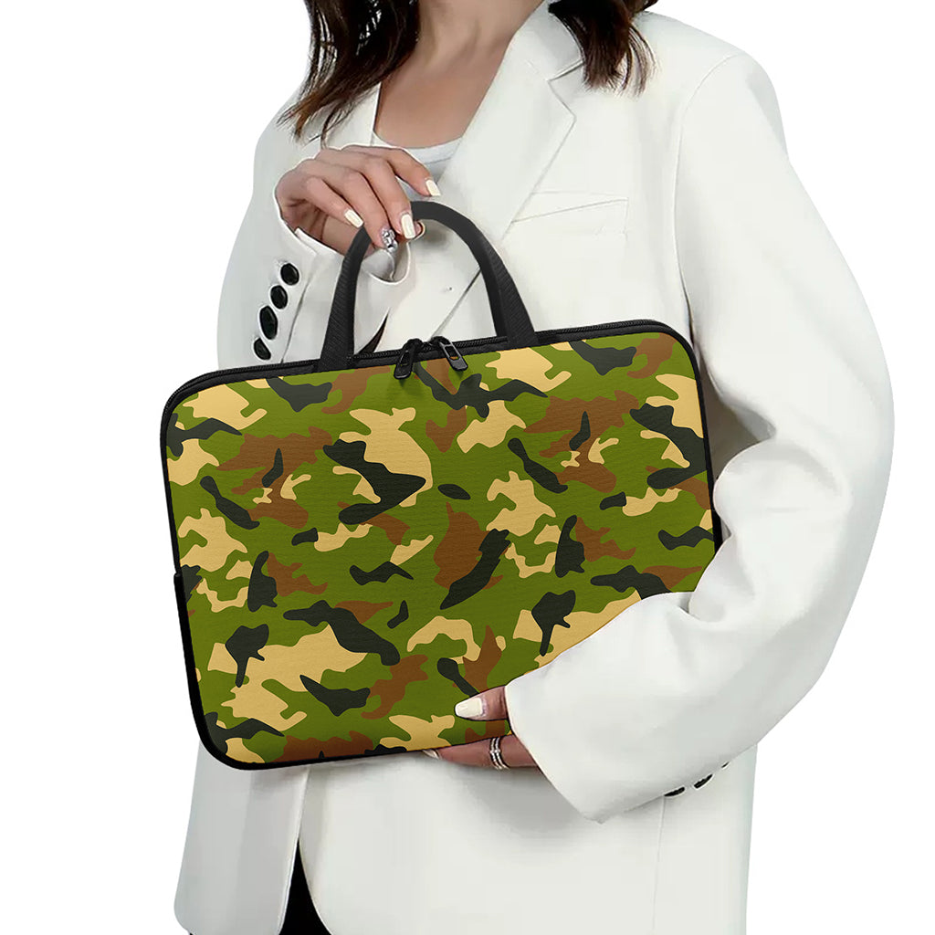 Military Camouflage Print Laptop Sleeve With Handle