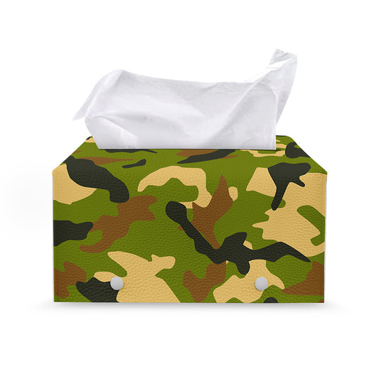 Military Camouflage Print Leather Tissue Box Cover