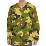 Military Camouflage Print Long Sleeve Baseball Jersey
