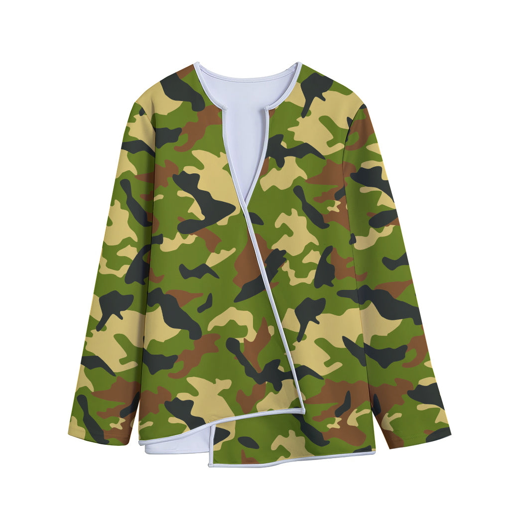 Military Camouflage Print Long Sleeve Short Coat