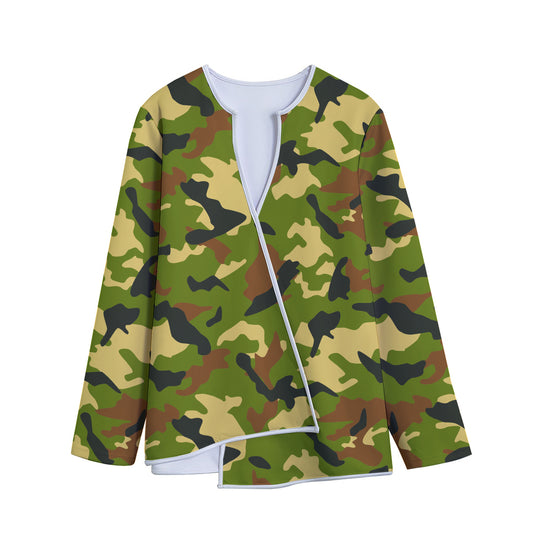 Military Camouflage Print Long Sleeve Short Coat
