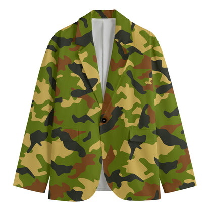 Military Camouflage Print Men's Cotton Blazer