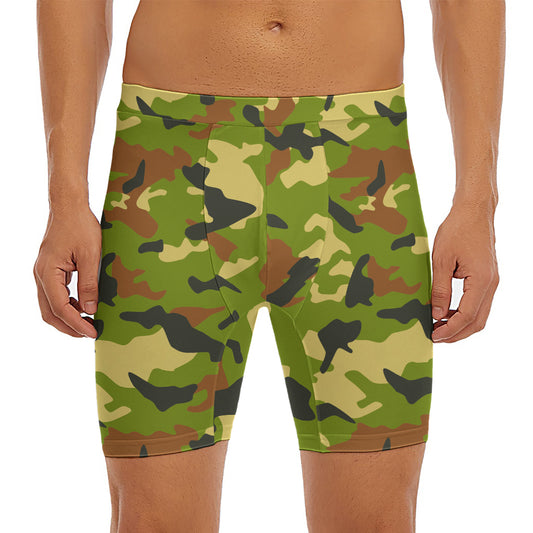 Military Camouflage Print Men's Long Boxer Briefs