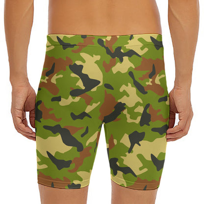 Military Camouflage Print Men's Long Boxer Briefs