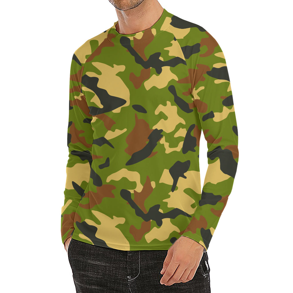Military Camouflage Print Men's Long Sleeve Rash Guard