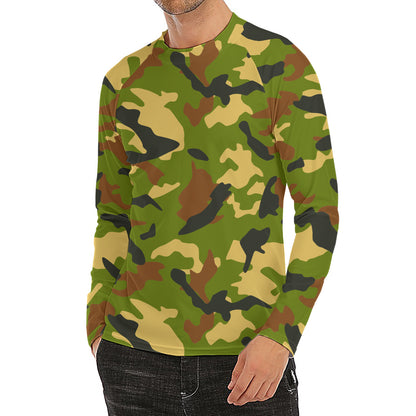 Military Camouflage Print Men's Long Sleeve Rash Guard