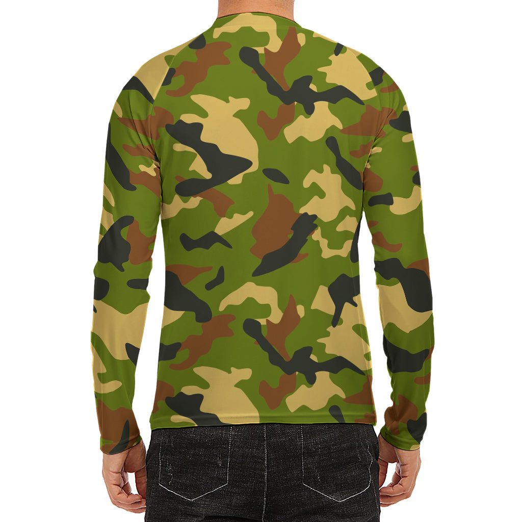 Military Camouflage Print Men's Long Sleeve Rash Guard