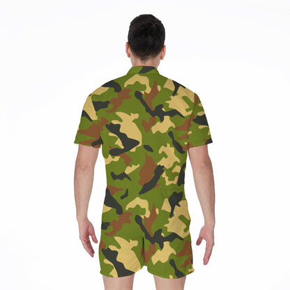 Military Camouflage Print Men's Rompers