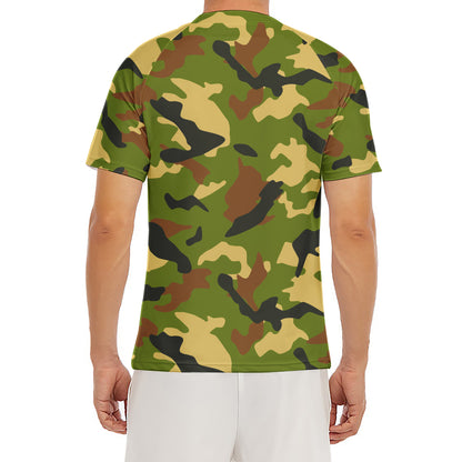 Military Camouflage Print Men's Short Sleeve Rash Guard