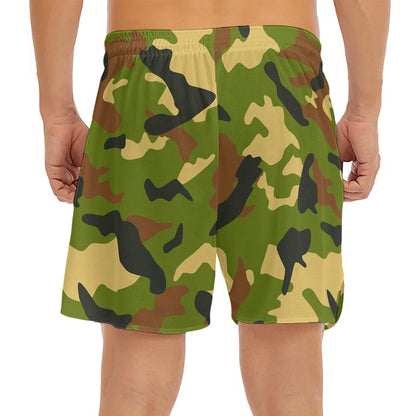 Military Camouflage Print Men's Split Running Shorts